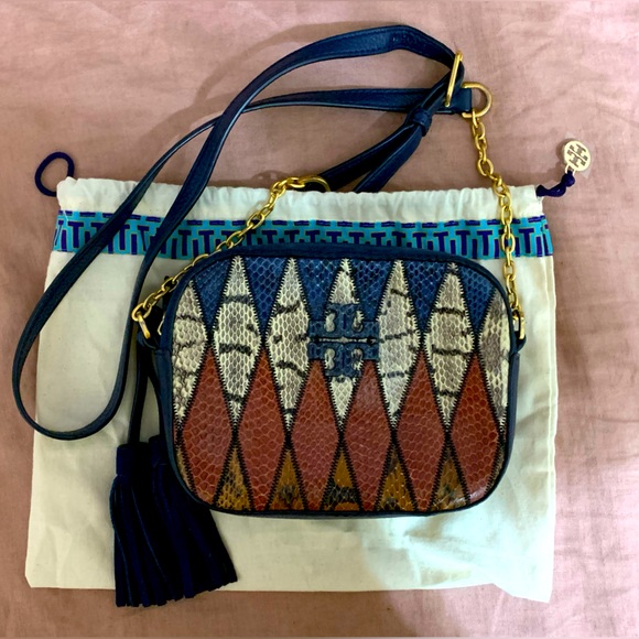 Tory Burch McGraw Pieced Exotic Camera Bag